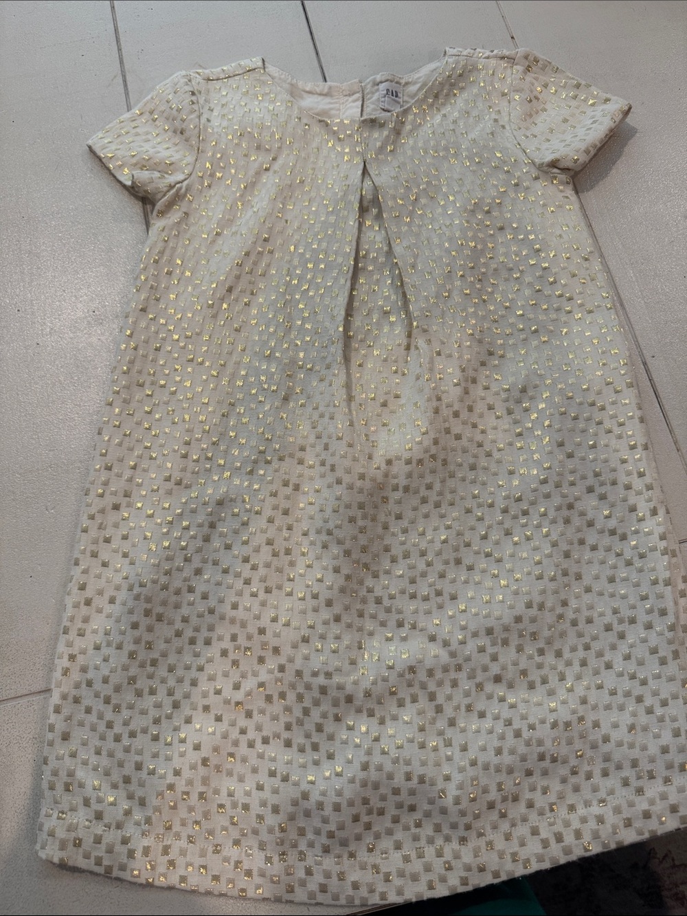GAP Cream Dress with Gold Metallic Squares